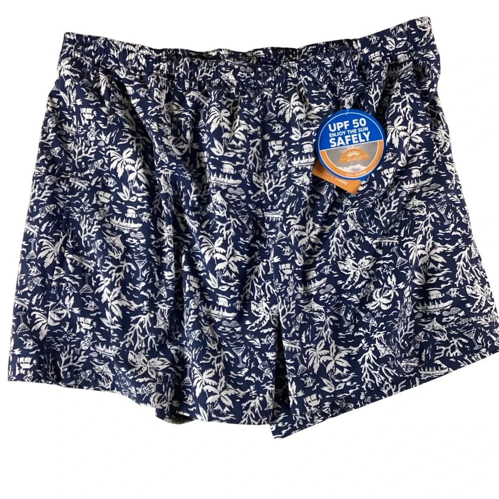 Columbia PFG Mens XL Backcast III‎ Water Shorts Navy Tropical Island Print